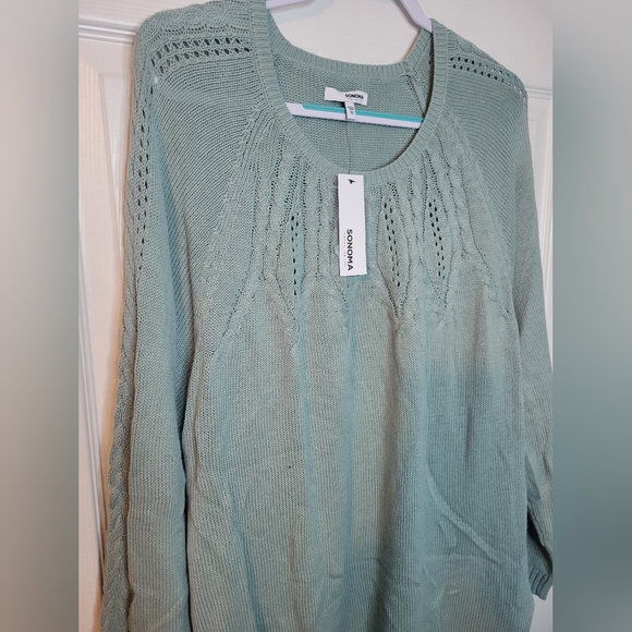 Sonoma 3x Womans Plus Sweater Knit Blue Long Sleeve Pullover - Picture 2 of 7
